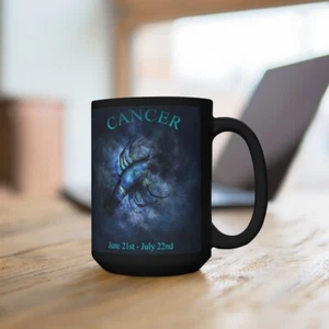 Taza negra ""Cancer"" serie Zodiac 15 oz - Imagen 1 de 5