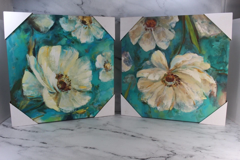 Dois quadros modernos de pintura com estampa de tela foto decoração de sala de casa arte de parede 16x16 - Imagem 1 de 4