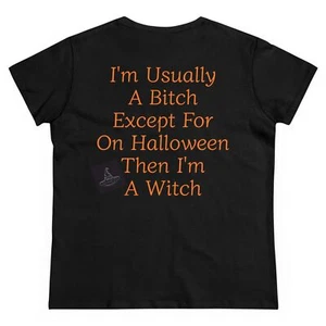 Halloween Tee, Women's Cotton Tshirt, Funny Halloween Shirt, Witch, Halloween - Picture 1 of 7