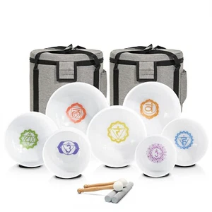 CVNC 432Hz 7-12" 7 Piezas Patrón Chakra Cristal Juego de Cuencos para Cantar con Estuche de Transporte Yoga - Imagen 1 de 11