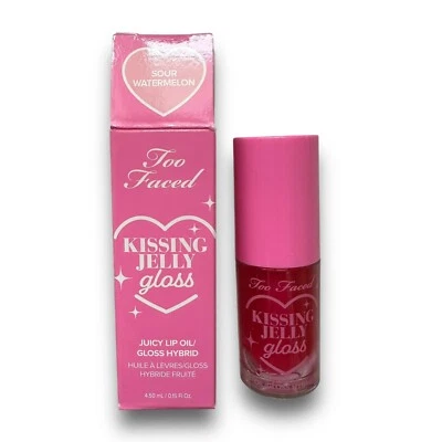 NIB Too Faced Kissing Jelly Lip Oil Gloss Sour Watermelon - 0.15 oz - Image 1 of 4