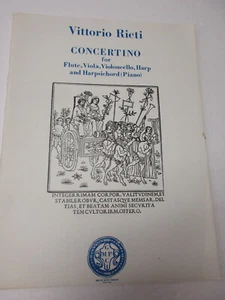 Vittorio Rieti Concertino Flute Viola Cello Harp Piano Harpsichord Sheet Music - Picture 1 of 7