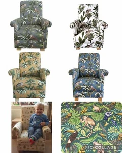 Children's Armchairs Chairs Monkeys Fabric Rainforest Animals Apes Jungle Kids - Picture 1 of 46