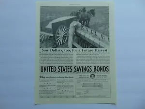 1938 UNITED STATES SPARANLEIHEN HORSE TEAM FARM ERNTE Vintage Kunstdruck Anzeige - Bild 1 von 1