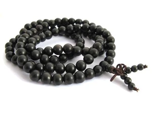 Collar/Pulsera Mala Cuentas de Oración Budista Madera de Ébano Negro 108 8 mm - Imagen 1 de 1