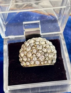 Heavy Cast Crystal Encrusted Ring Size 5 - Picture 1 of 6