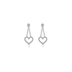 BRAND NEW Lafonn Silver Platinum Bonded Cut-out Heart Dangle Earring E0616CLP00 - Picture 1 of 1