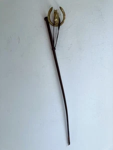 Vintage Brass Equine Hook Includes Horse Riding Crop - Tack Room Salvage - Picture 1 of 8