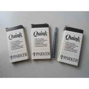 CARTUCCE INCHIOSTRO NERO QUINK SOLV-X PARKER 15 PZ PENNA PENNE INK, - Imagen 1 de 1
