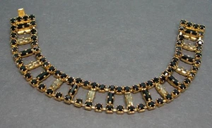 Vintage schwarz & gelb Strass Leiter Stil goldfarben Armband - Bild 1 von 4