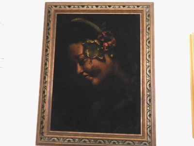 EDGAR LEETEG (1904-1953, CA. & Tahiti) Listed; Tahitian Girl, Oil/Velvet, Signed - Image 1 of 4