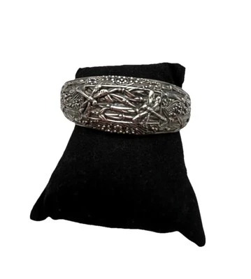 Brazalete Brazalete Abierto Libélula Grabado Plata Esterlina SARDA De Colección 45gr Foto 1 de 4