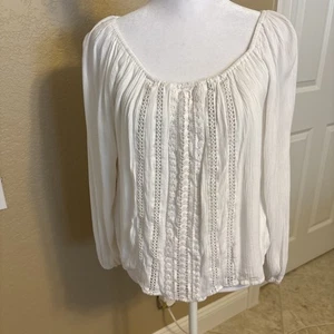 Hollister Damen weißes Boho Bauern Top, Größe M - Bild 1 von 9