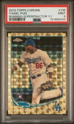 PSA 9 YASIEL PUIG 2013 Topps Chrome Running SUPERFRACTOR #’d 1/1 RC Rookie - Image 1 of 2