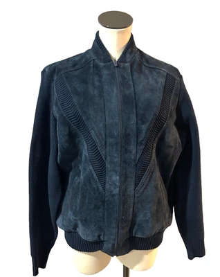 Chaqueta Bomber Sears Para Mujer De Colección Genuina Gamuza y Tejido Mezcla Media Talla XL Foto 1 de 4