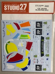 STUDIO 27 DECAL 1/24 - Ref.DC958 - FERRARI 458 GT3 - #46 V.ROSSI  BLANCPAIN 2012 - Foto 1 di 2
