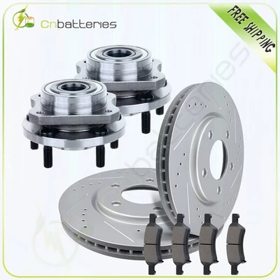 For Dodge Caravan 2001-2007 Front Drilled Brake Rotors Ceramic Pads Wheel Hub - Image 1 of 4