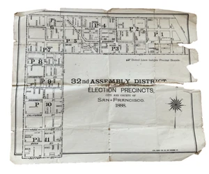 Mapa vintage de recintos electorales, distrito 32 de asambleas de San Francisco (1888) - Imagen 1 de 2