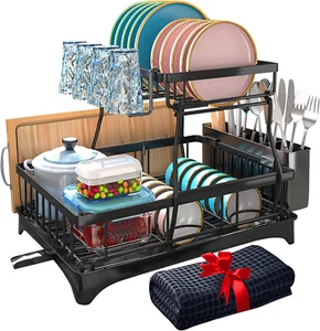 Dish Drying Rack,2-Tier Dish Racks for Kitchen Counter,Dish Rack with Drainboard - Picture 1 of 11