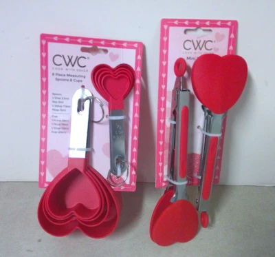 Red Heart Shaped Measuring Cups Spoons Tongs Mother's Day Valentines Gifts - Image 1 of 4
