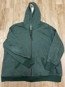 LL Bean Hoodie Women’s 3X Green Sherpa Lined Full Zip Long Sleeve Sweatshirt - Picture 1 of 7