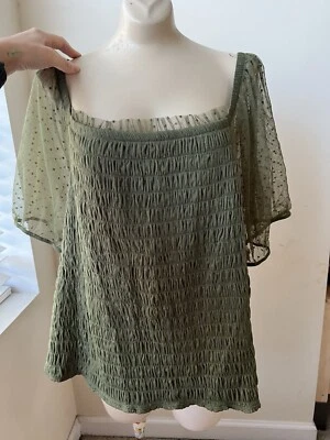 Nuevo con etiquetas Top Torrid Para Mujer 5 5X Verde Oliva Punto Malla Cuello Cuadrado Calado $49.50 Foto 1 de 4