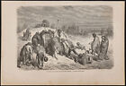 1867 - Beggars - Almuradiel (Castille-La Sleeve) - engraving antique - Spain