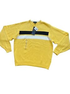 Nautica Men’s Sweater Size Medium New With Tags Yellow & Blue/White Striped