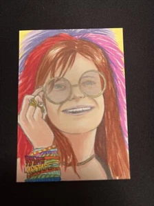 RARE Retro Mixtape 1/1 Janis Joplin Original Art Card AUTO Signed Emre Varlibae - Picture 1 of 2