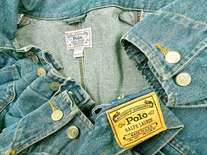 *HOT VTG USA Men POLO RALPH LAUREN TRUCKER DETROIT Denim Jacket Jeans M (*Fit L) - Picture 1 of 18
