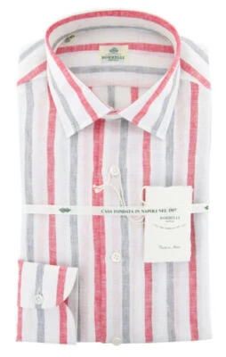 Camicia Bianca A Righe Luigi Borrelli - Slim - (L1222171) - Immagine 1 di 4