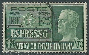 1940 AFRICA ORIENTALE ITALIANA ESPRESSO USATO SOGGETTI VARI 1,25 LIRE - RA24-3 - Picture 1 of 1