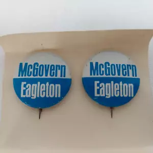 1.25" Geo McGovern Eagleton 1972 President Political Campaign Pin Button Set/2 - Picture 1 of 4