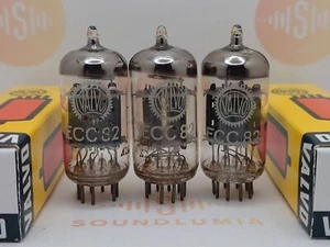 Valvo ECC82 12AU7 O-Getter Short Plates Matched Trio - Heerlen '62/'63 -Near NOS - Picture 1 of 10