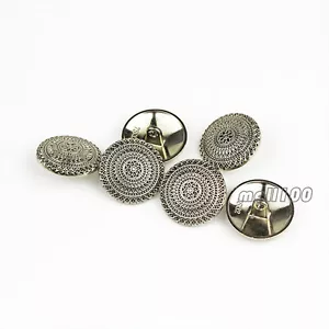 12pcs Bronze Silver Round Metal Shank Buttons Coat Sewing Flower Vintage Button - Picture 1 of 7