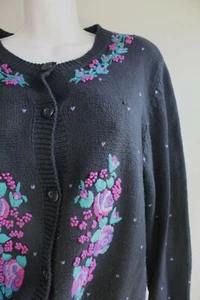 J Jacobs Womens S Vintage Embroidered Ramie Cotton Cardigan Sjoden ish Folkloric - Picture 1 of 6