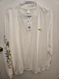 Reebok X Smiley Crew Sweatshirt Unisex Large Langarm Weiß Pullover Trikot - Bild 1 von 5