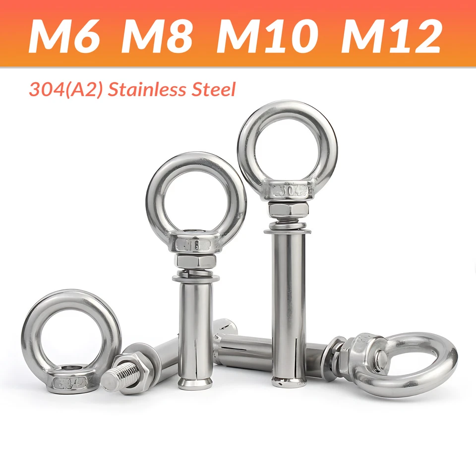 COOBETTER M6 M8 M10 M12 304 Stainless Lifting Eye Expansion Bolt Concrete Sleeve Anchors