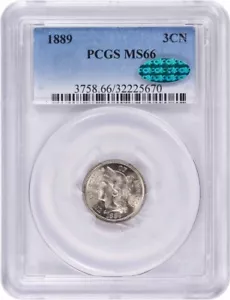 1889 Three Cent Nickel MS66 PCGS (CAC) - Picture 1 of 4