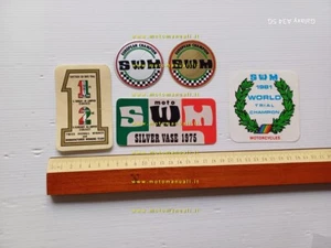 Moto SWM lotto 5 adesivi pubblicitari originali anni 70-80 factory stickers - Picture 1 of 2
