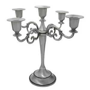 Pewter Candle Holder,5 Arms Metal Candle Holders for Pillar Candles(10.6 inch... - Picture 1 of 7