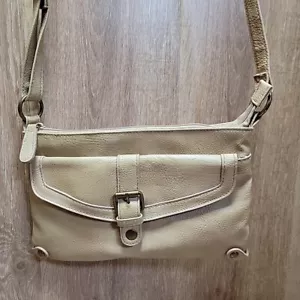 American Eagle Boho Purse Casual Shoulder Cross Body Tan 10.5”x7” Vinal Zip - Picture 1 of 10