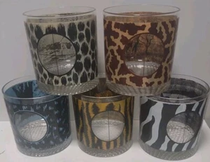 Vintage Safari Tiermotiv Steine Gläser 5er Set - Houze Kunst Stil Bargeschirr - Bild 1 von 11