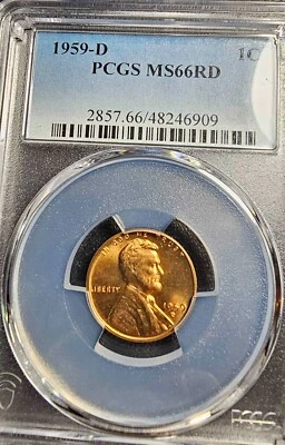 Lincoln 1st Memorial 1c Cent Penny 1959-D/D/D RPM FS-501 PCGS Graded MS66RD - Image 1 of 4