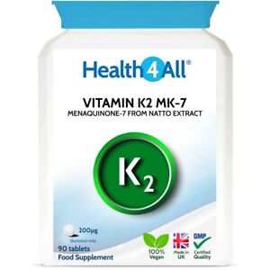 Vitamin K2 MK7 200mcg TABLETS | DOUBLE STRENGTH FOR BONES TEETH AND HEART HEALTH