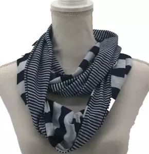 ROSA COSQUILLAS Bufanda Azul Rayas Ligera Lazo Infinito Reversible Azul Marino Preppy - Imagen 1 de 7