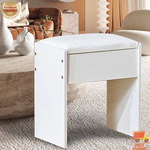 Padded Makeup Vanity Stool Elegant Wood Dressing Chair with Wooden Legs Bench - Picture 1 of 10