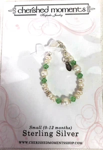 August Infant Baby Bracelet Sterling Silver Cherished Moments Small 0-12M Green - Picture 1 of 3