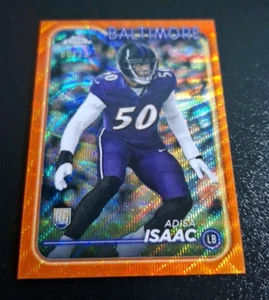 2024 TOPPS CHROME ROOKIE ORANGE WAVE REFRACTOR SP #218 ADISA ISAAC RAVENS 06/25 - Picture 1 of 2