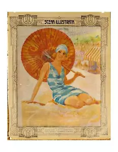 Scena Illustrata Arts Literature Music Theatre Woman at Beach 1932 - Picture 1 of 1
